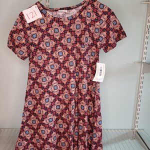 LulaRoe - Carly Dress - XXS - Red/Blue/Yellow